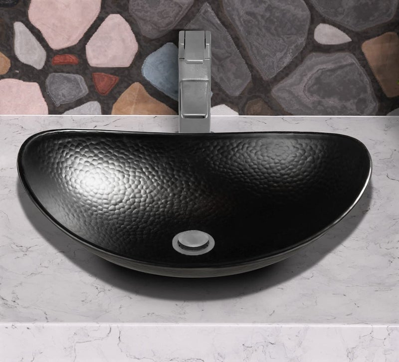 Monarch Abode Bathroom Sink â€“ 19-Inch Harbor Vessel Bathrooms Countertop Sink, Bathroom Vessel Sinks, Above Counter Hand Hammered Matte Black Aluminum Bath Sinks for Restroom Vanity or Powder Room - Image 3